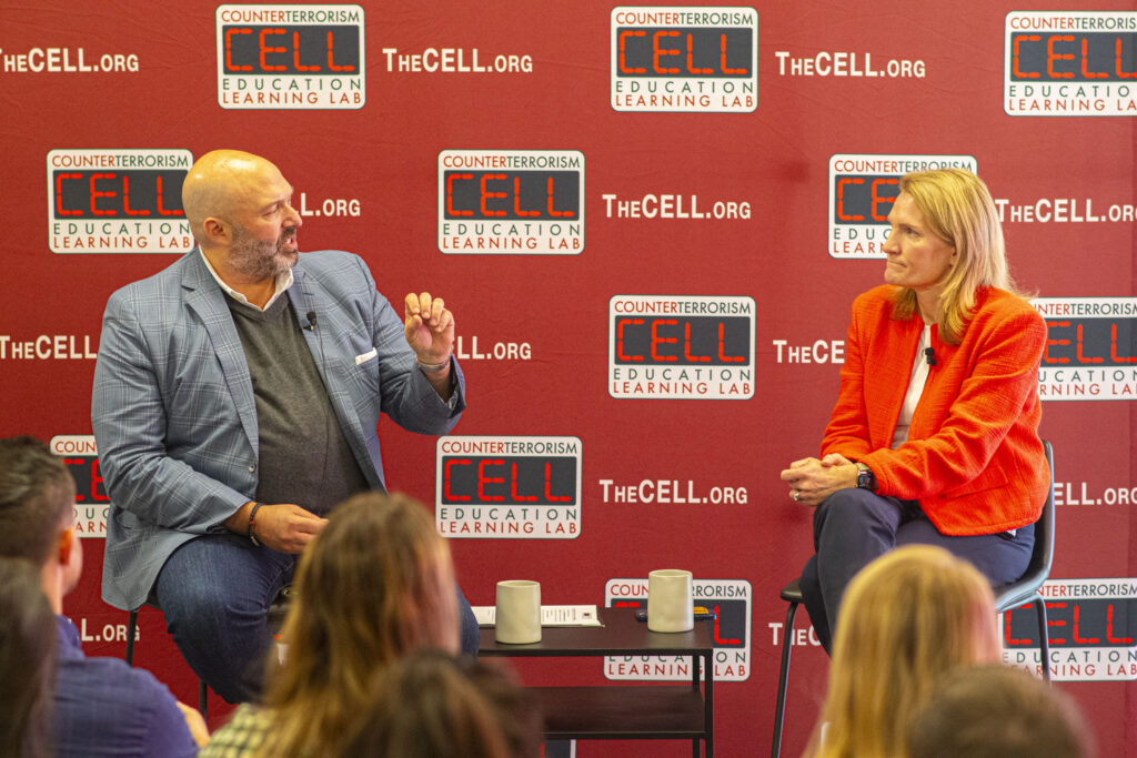 Two panelists in discussion at the Counterterrorism Education Learning Lab (CELL)